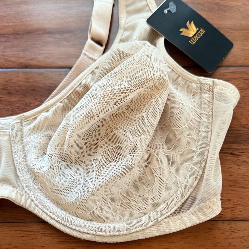 NWT Wacoal Stark Beauty Underwire Bra 855225 Lace - Cream 36D - Picture 3 of 6
